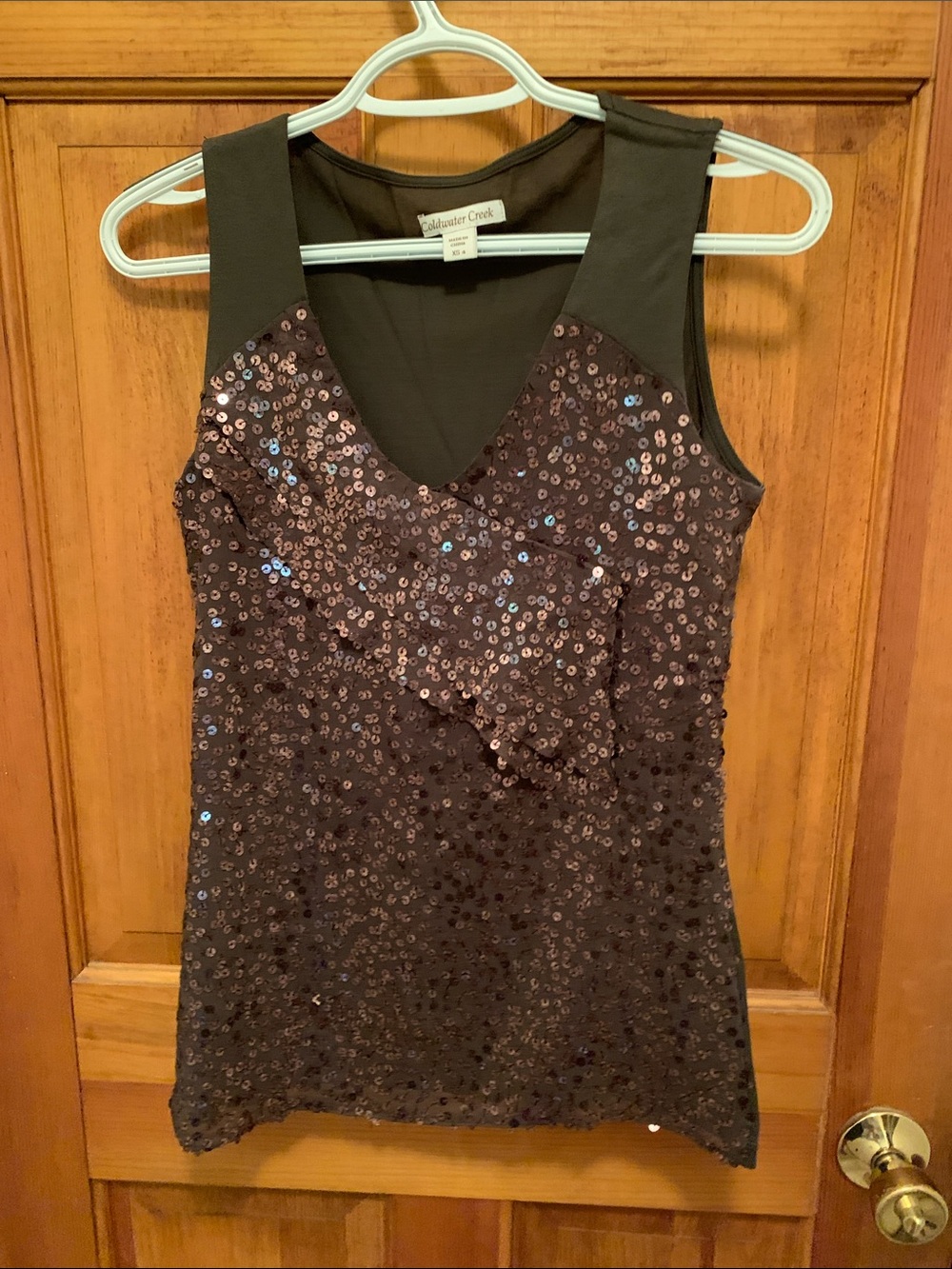 Coldwater Creek Black Sequin V-Neck Tank